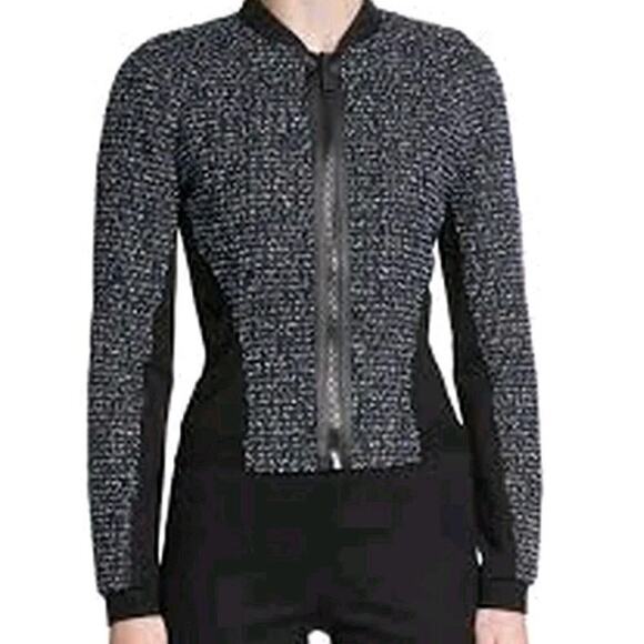 Elie Tahari Jackets & Blazers - Elie Tahari Sandie Cropped Zip-Front Tweed Jacket MEDIUM MSRP: $398.00 MOTO PUNK
